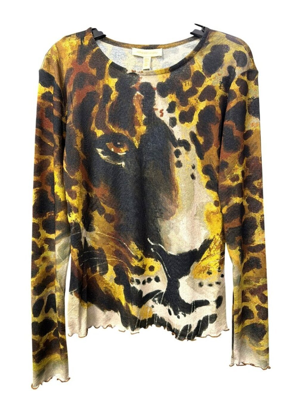 Adrienne Landau Leopard Print Long Sleeve Top New